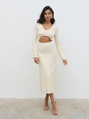 Pretty Lavish Zahra Cut Out Button Knit Maxi Dress