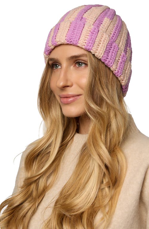 Saachi Two-tone Slouchy Beanie In Pink