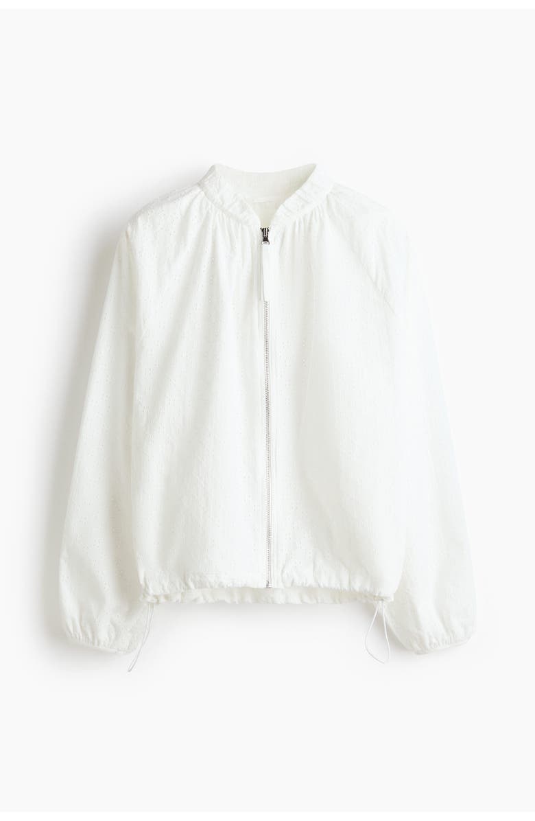 H&M Broderie Anglaise Blouson Jacket, Main, color, White