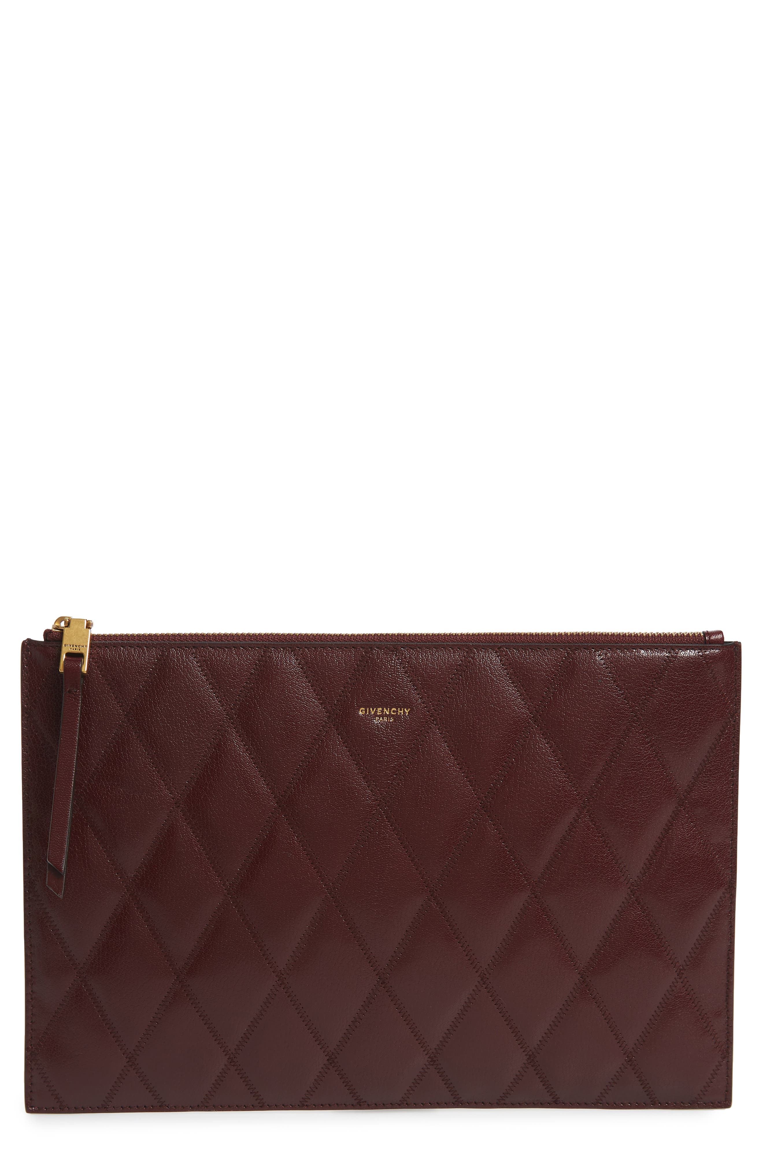 Givenchy Quilted Leather Pouch, Main, color, 