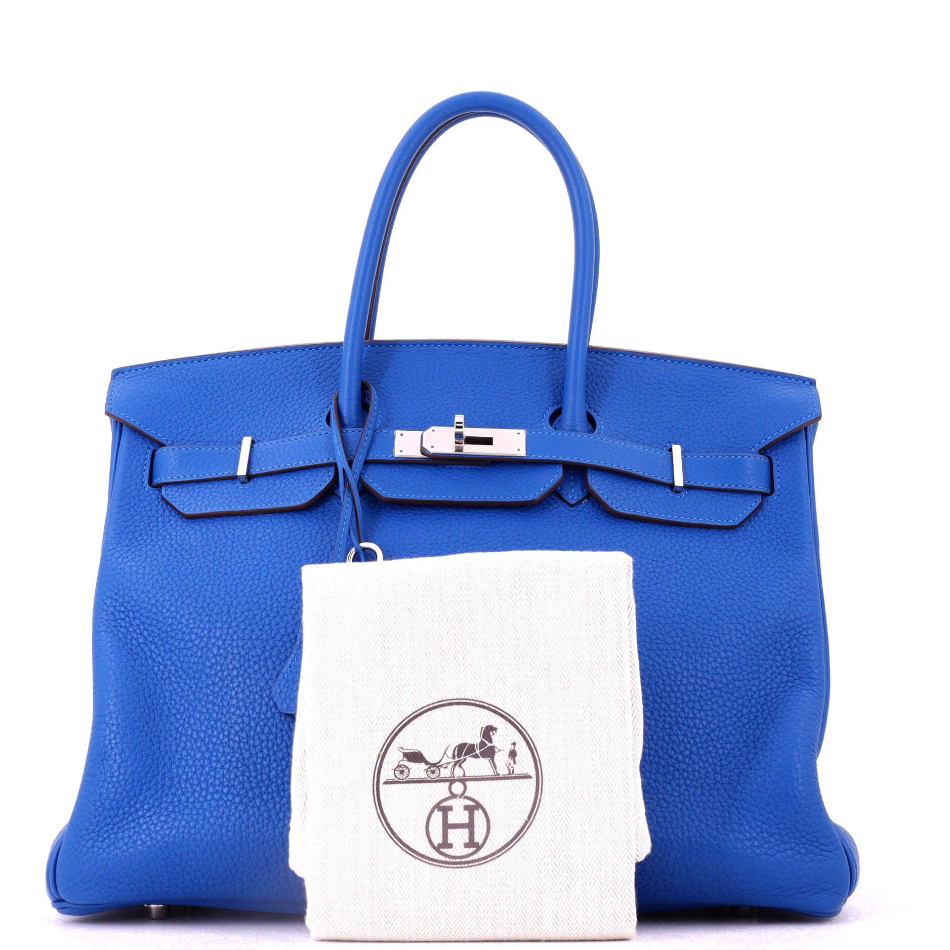Pre-Owned Hermes Birkin Handbag Blue Clemence with Palladium Hardware 35, Alternate, color, Mykonos