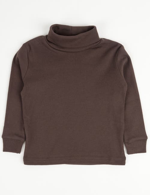Leveret Kids Turtleneck, 100% Cotton, Solid Colors In Brown
