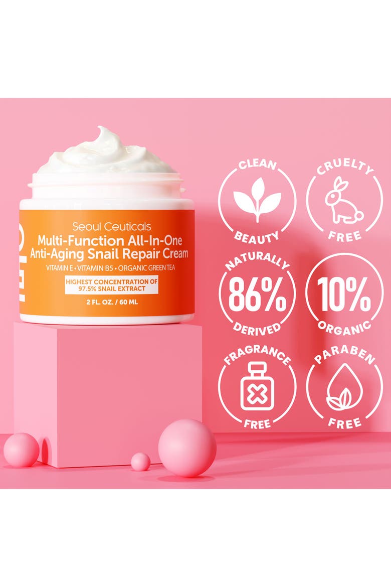 Korean Skincare Anti-Aging Snail Repair Cream, Alternate, color, Clear