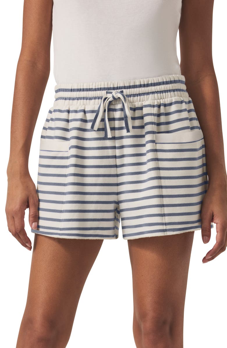 Splendid Cassie Terry Tie Waist Shorts, Alternate, color, White/ Seaport