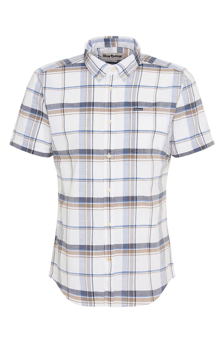 Barbour Dudley Plaid Short Sleeve Cotton Button-Up Shirt, Alternate, color, Navy