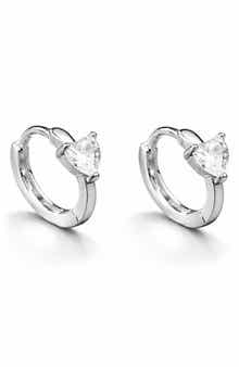 REBL Cubic Zirconia Heart Hoop Earrings