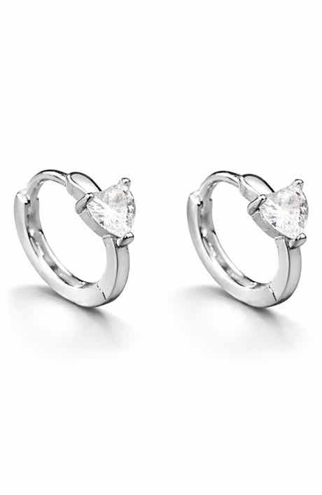 REBL Cubic Zirconia Heart Hoop Earrings
