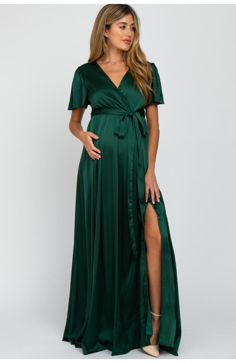 PinkBlush Side Slit Satin Maxi Dress, Main, color, 