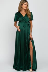 PinkBlush Side Slit Satin Maxi Dress