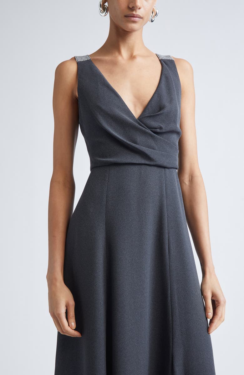ST. JOHN Tess Heathered Crepe Gown, Alternate, color, Dark Grey Melange