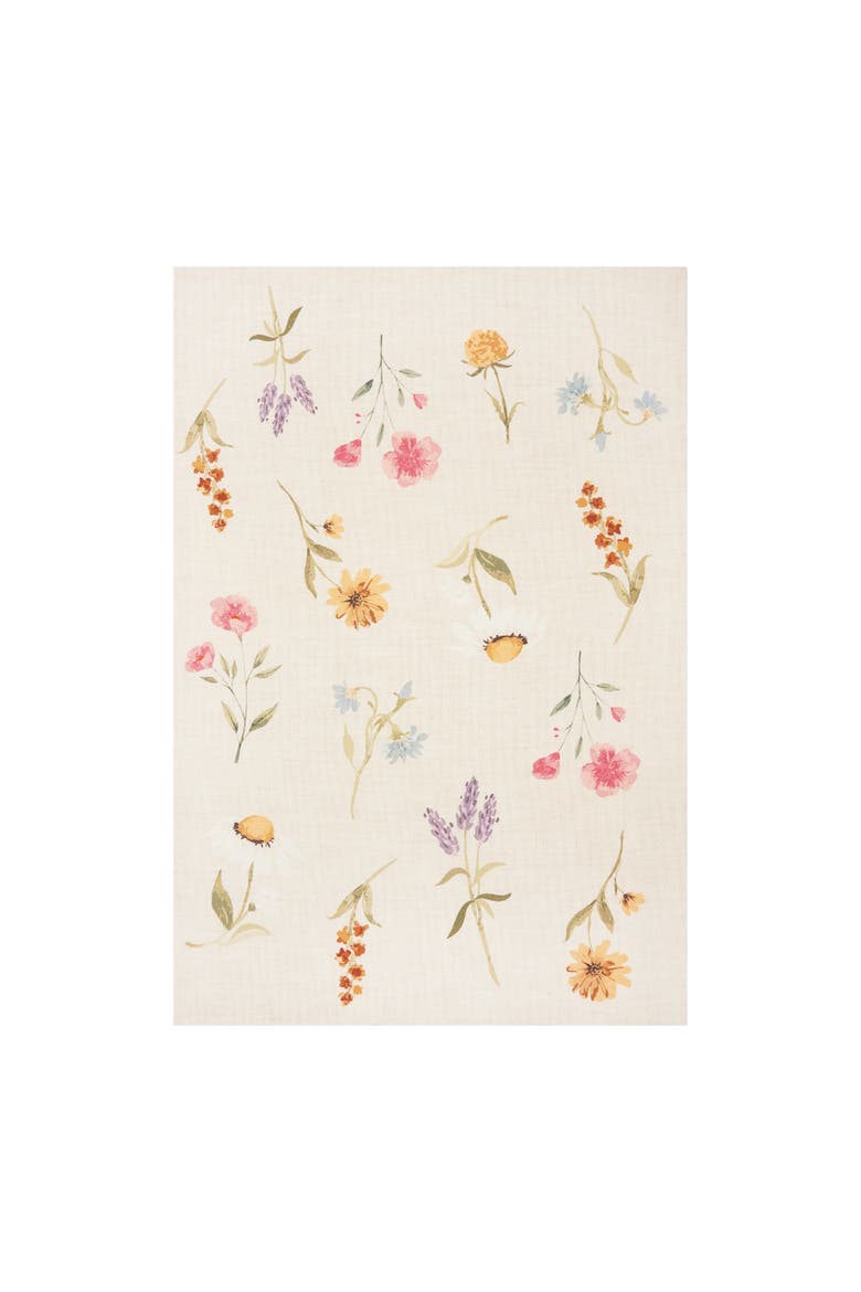 April showers Floral Towel, Alternate, color, White