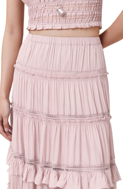Allsaints Womens Mauve Pink Talia Tiered-hem Modal Maxi Skirt In Pink