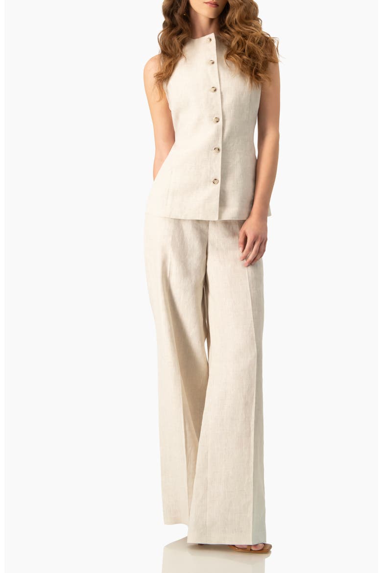Linen Tailored Vest, Alternate, color, Sand