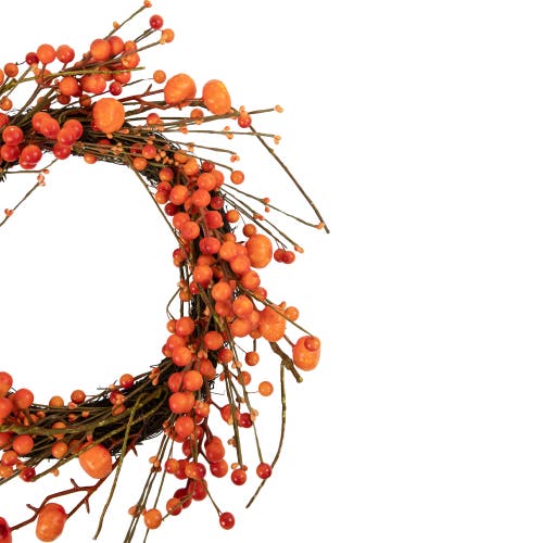 Northlight Red And Orange Berries With Mini Pumpkins Fall Harvest Wreath In Multi