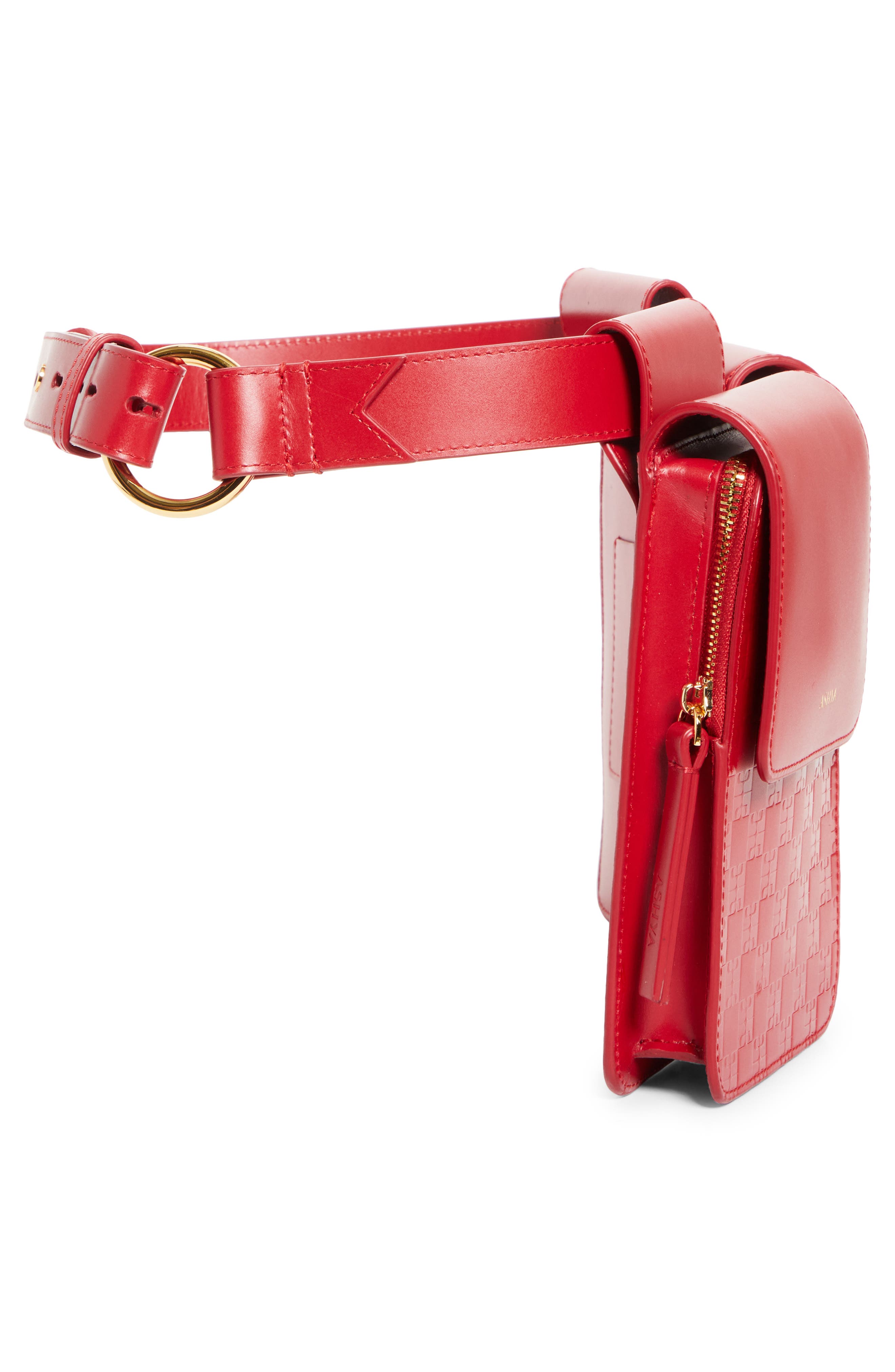 ASHYA Hertiage Double Pouch Leather Belt Bag, Alternate, color, 