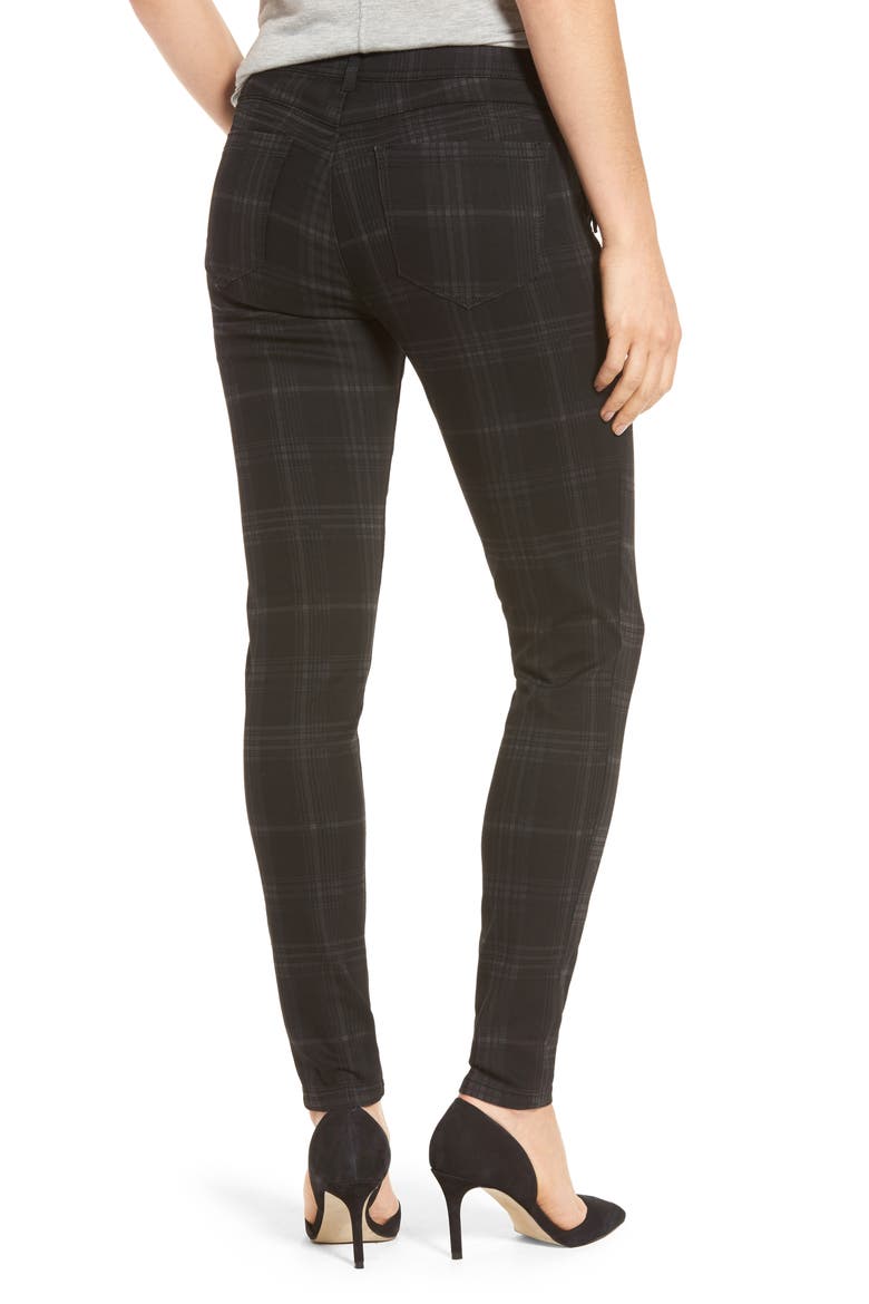 Ab-Solution Side Zip Plaid Skinny Pants (Nordstrom Exclusive), Alternate, color, BLACK