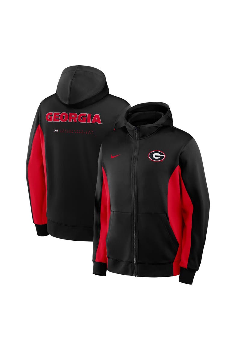 Men's Nike Black/Red Georgia Bulldogs Dri-FIT Game Full-Zip Hoodie Jacket, Main, color, Black