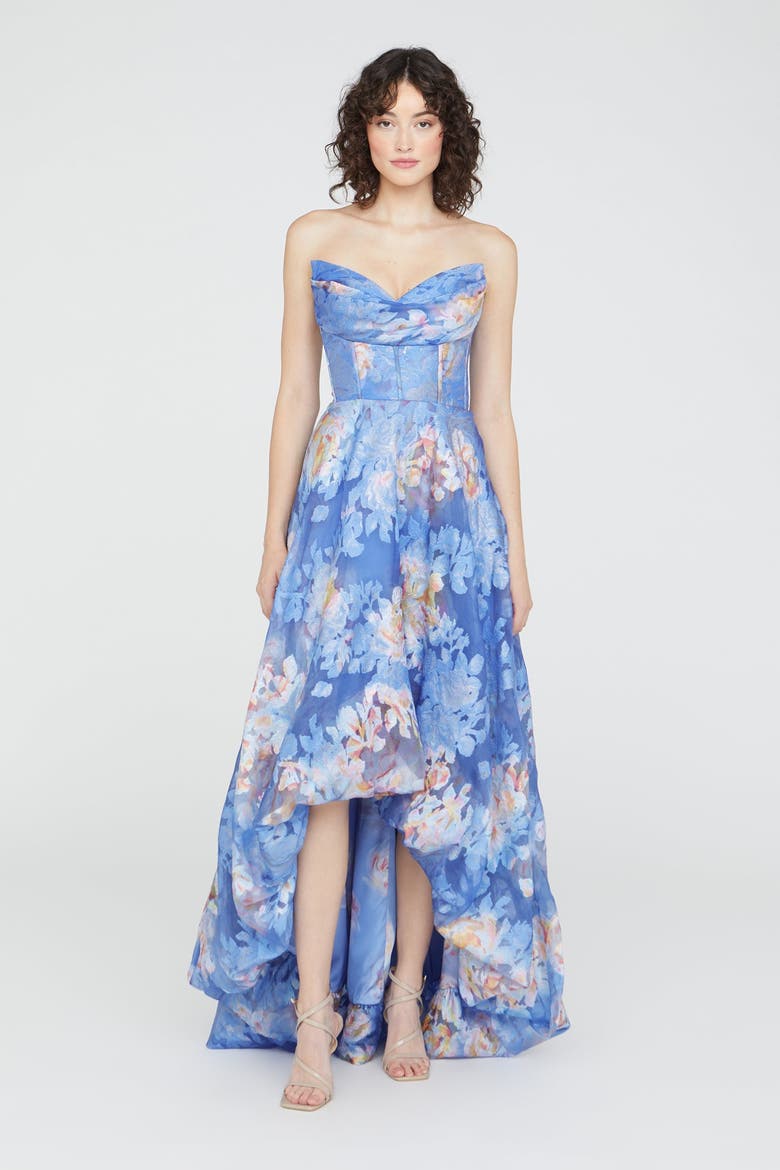 Wendy Bubble Hem Gown, Main, color, Cornflower/Marigold