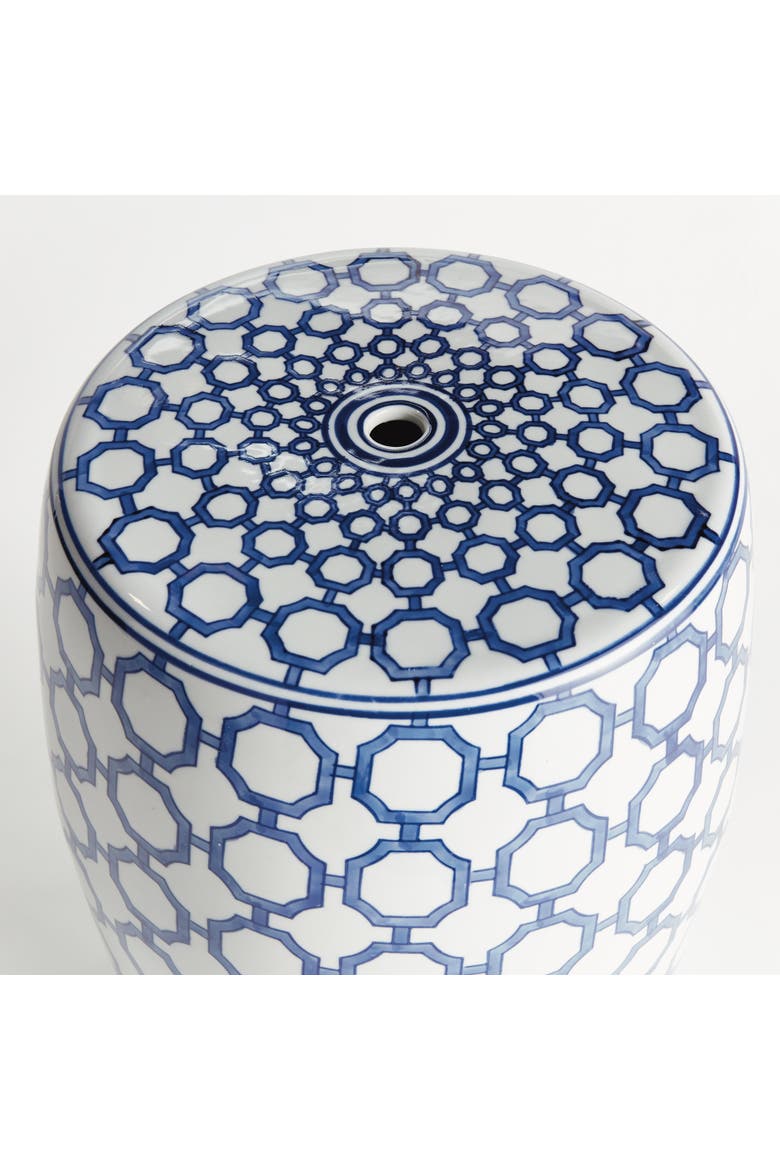 Barclay Butera Dynasty Link Stool - Blue & White Ceramic, Alternate, color, Blue