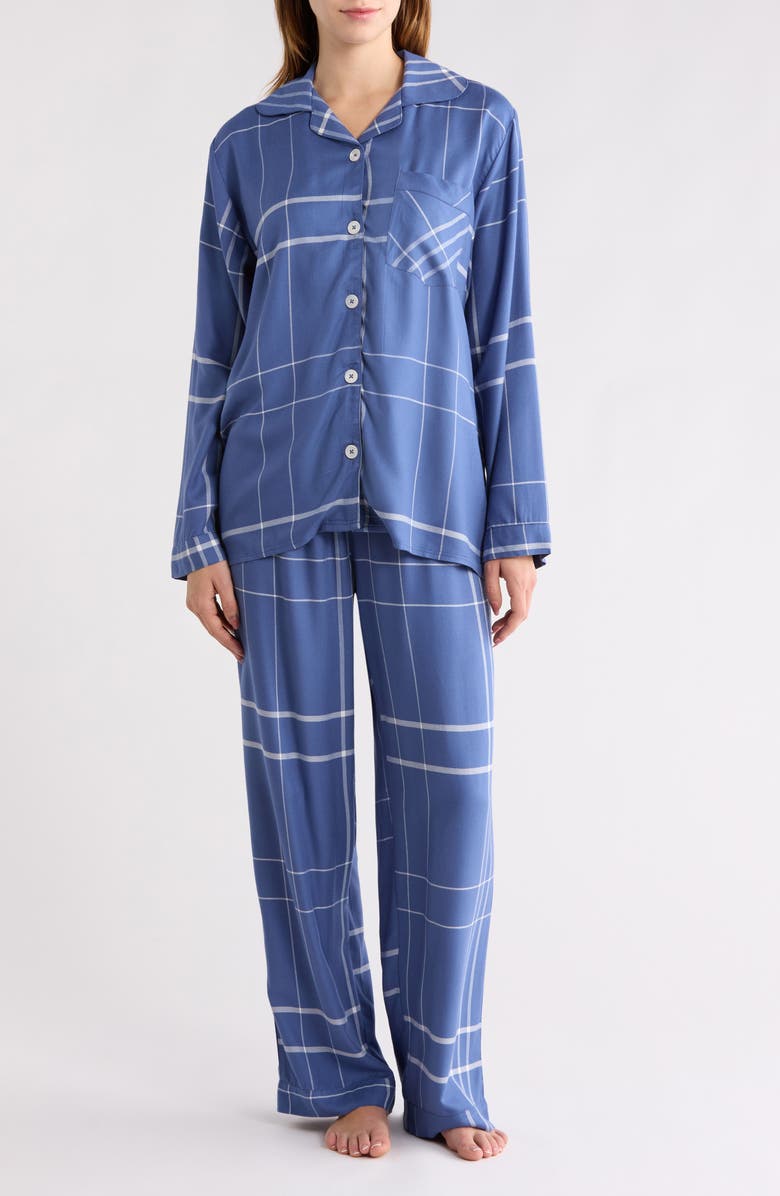 Papinelle Comfy Plaid Pajamas, Main, color, Navy/ Biscuit