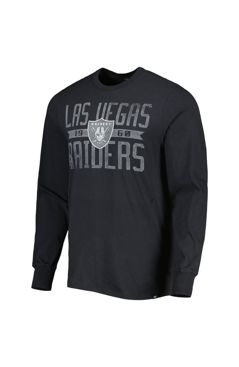 '47 Men's '47 Black Las Vegas Raiders Brand Wide Out Franklin Long Sleeve T-Shirt, Alternate, color, Black