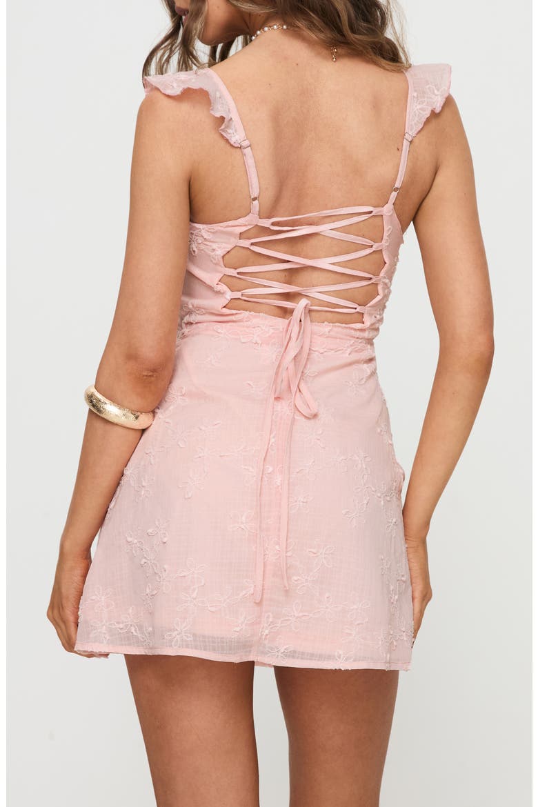 Landon Lace-Up Minidress, Alternate, color, PINK