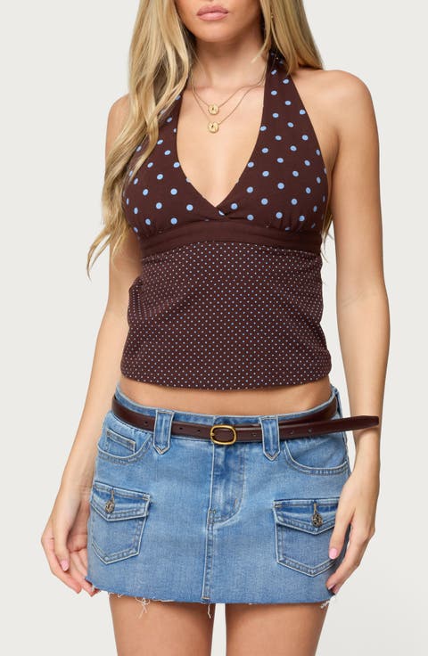 Ginny Mixed Polka Dot Halter Top