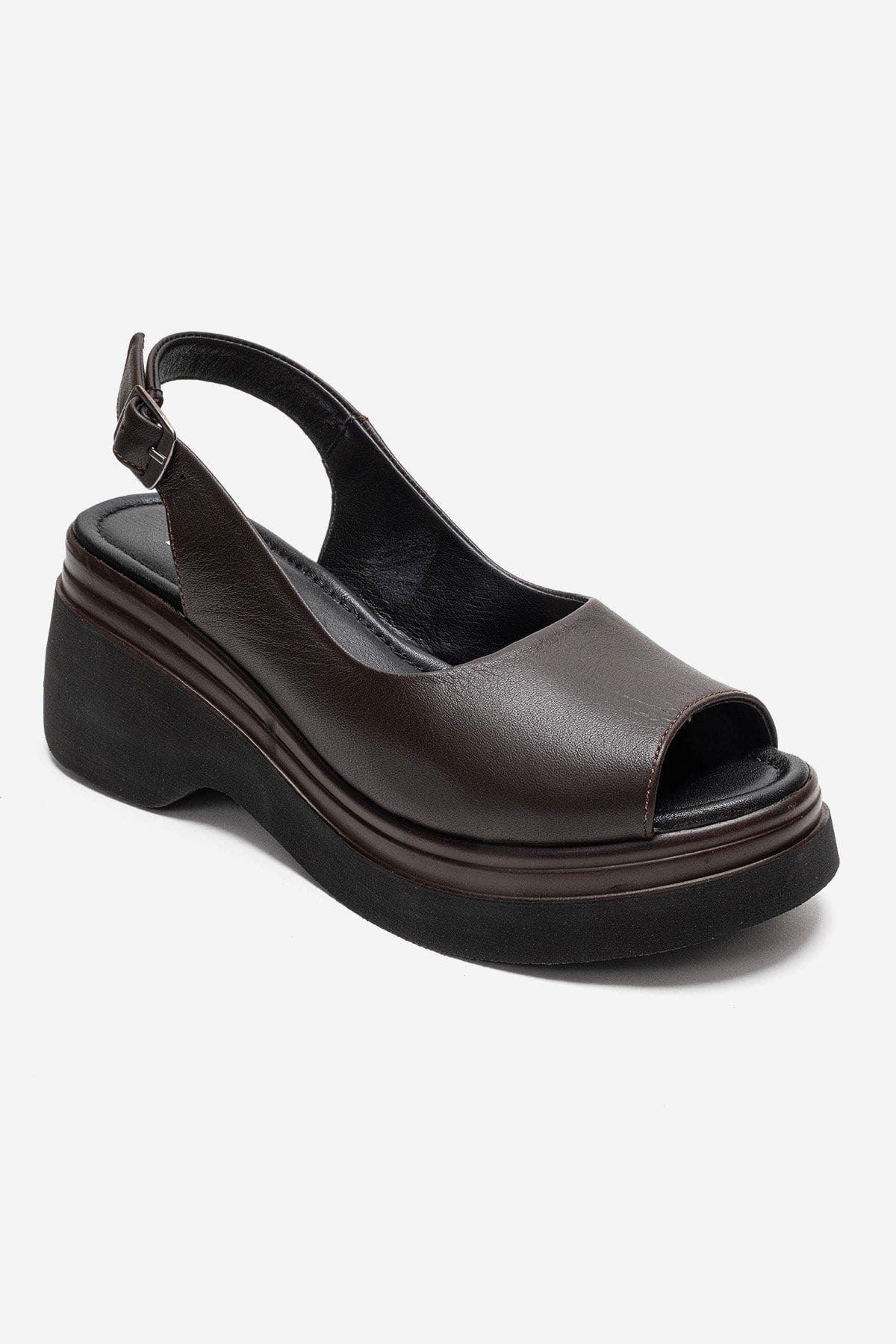 Laure Leather Wedge Sandal, Alternate, color, Brown