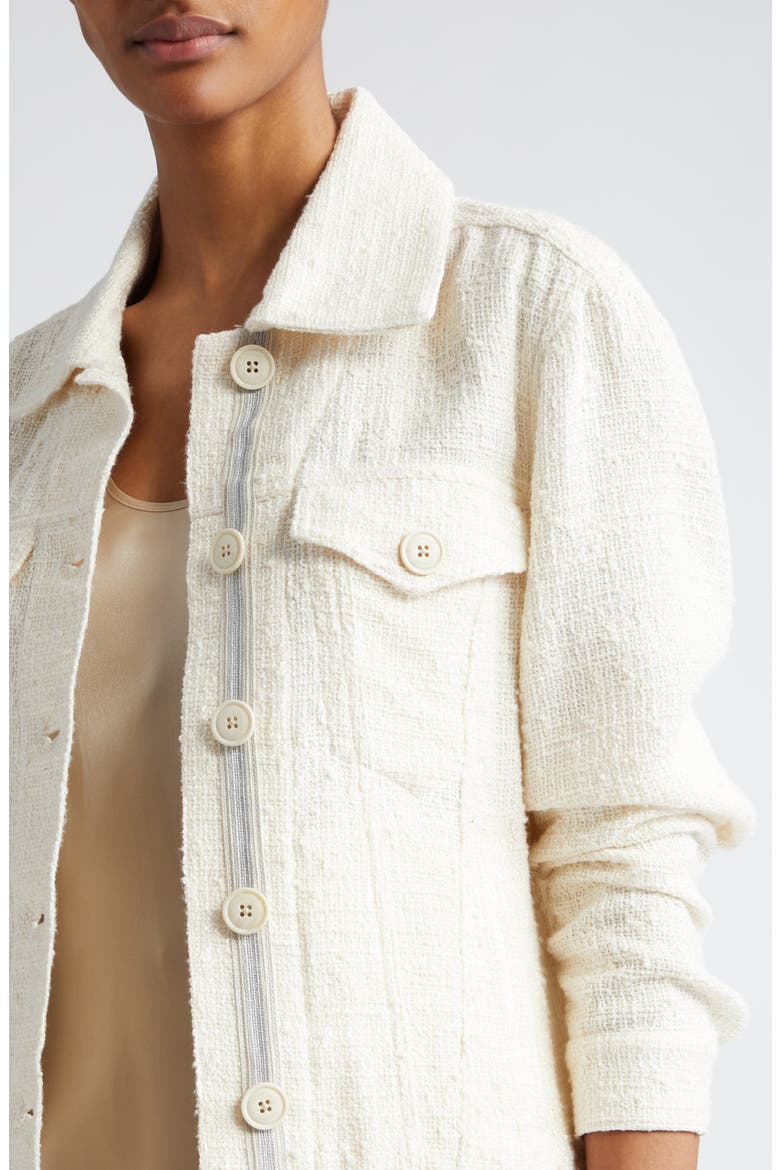 Slub Weave Cotton Blend Trucker Jacket, Alternate, color, IVORY