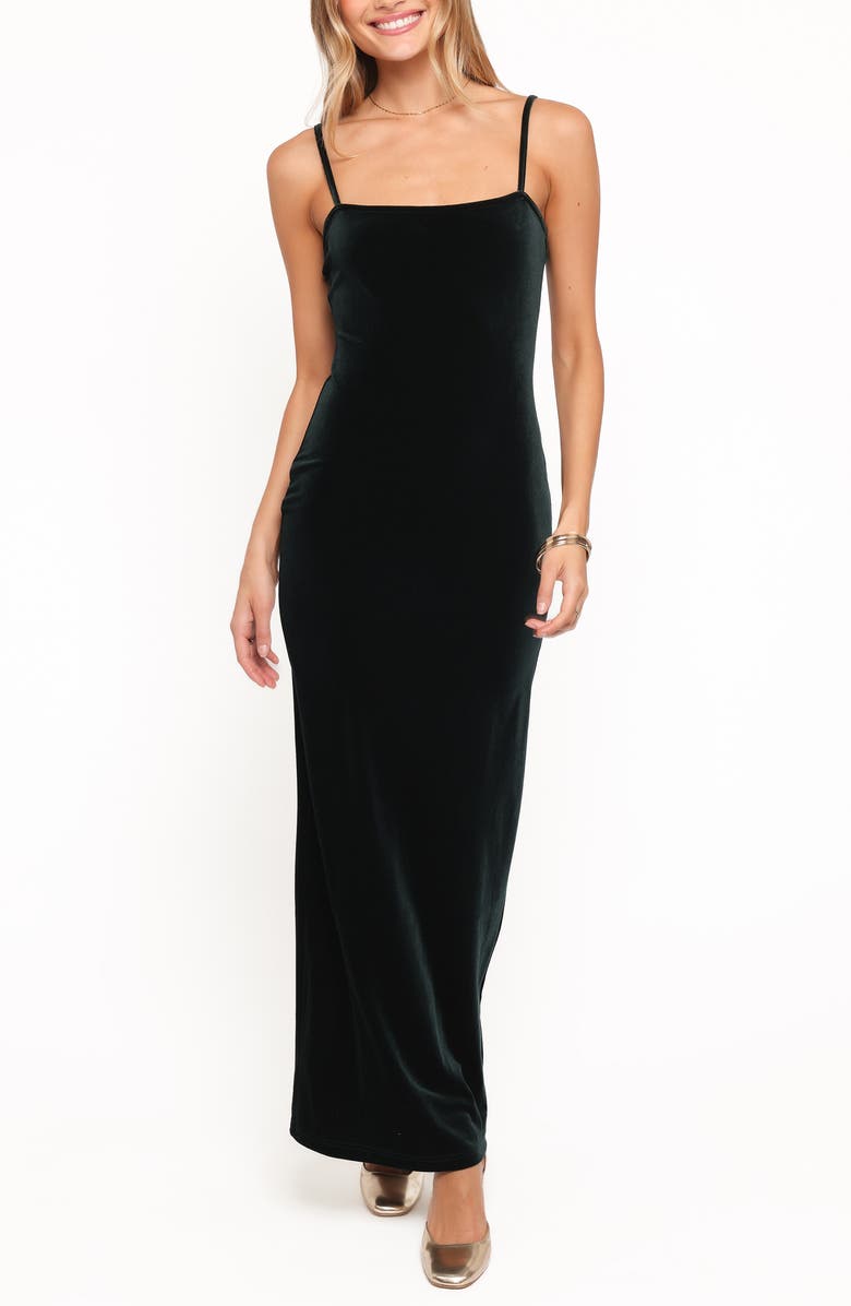 Petal & Pup Everlee Velvet Maxi Dress, Main, color, Emerald Velvet