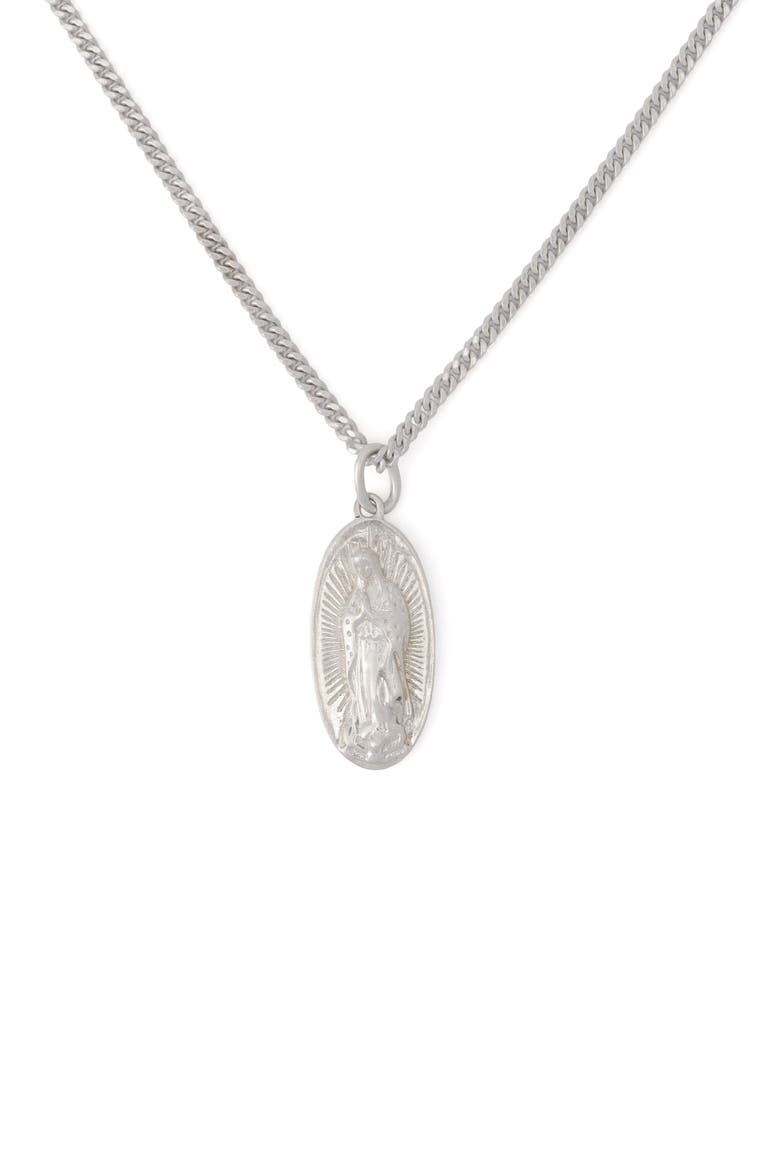 Saint Chain Pendant Necklace, Alternate, color, WARM SILVER