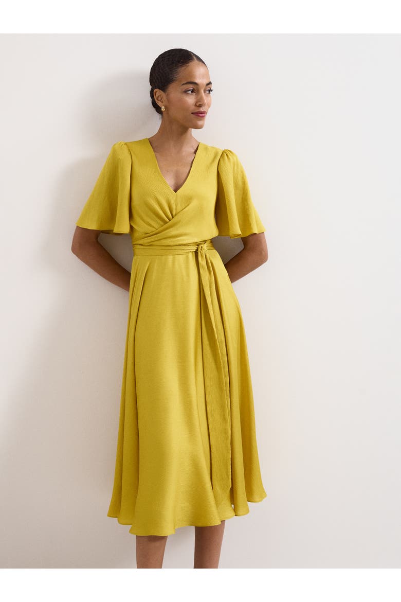 Abbie Draped Tie Waist Wrap Dress, Alternate, color, Yellow