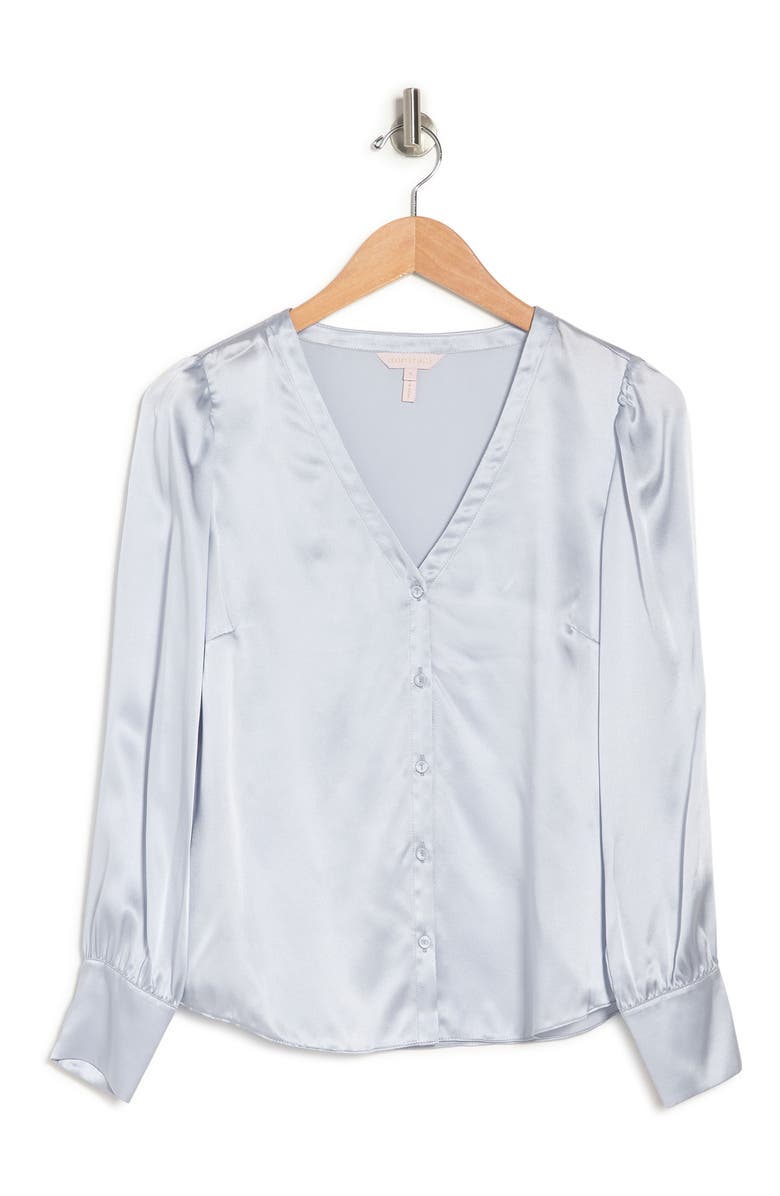 Rebecca Taylor Long Sleeve Silk Charmeuse Top, Alternate, color, 