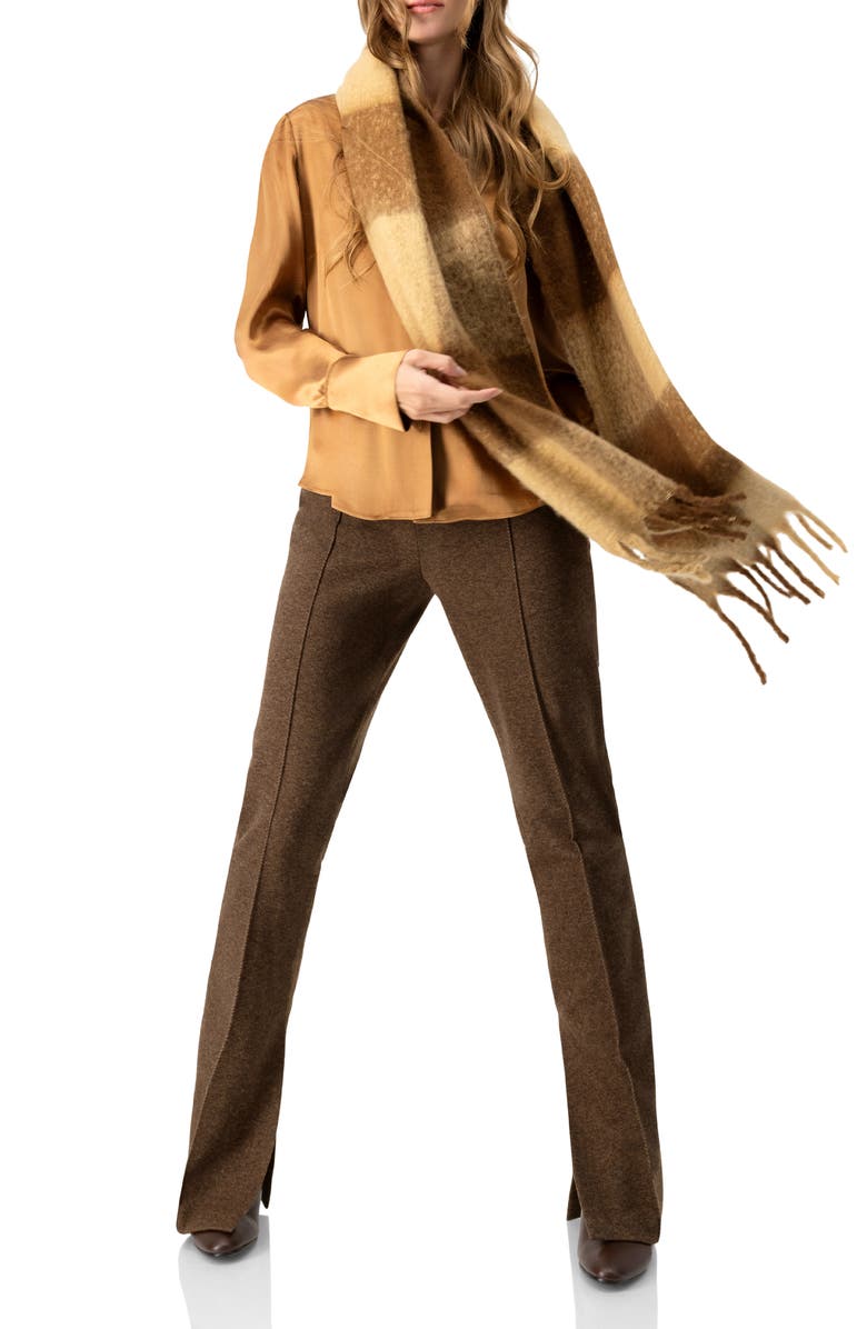 IVONNE Straight-Leg Trousers with Side Slits, Alternate, color, Brown