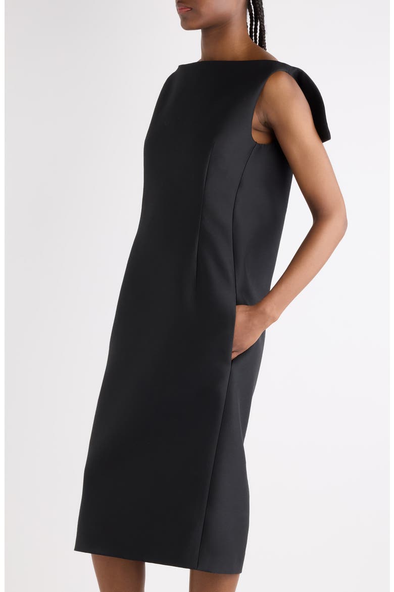 Wool & Silk Vareuse Midi Dress, Alternate, color, 1000 BLACK