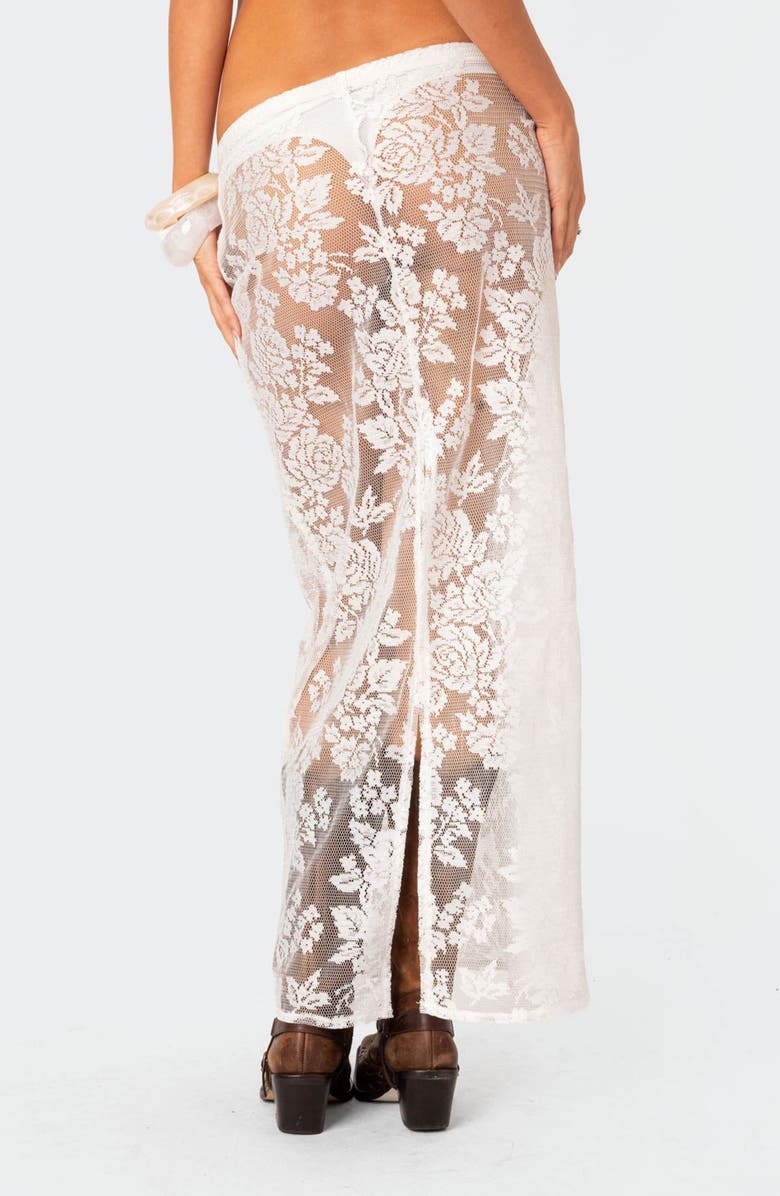 EDIKTED Bess Sheer Lace Cover-Up Maxi Skirt, Alternate, color, White