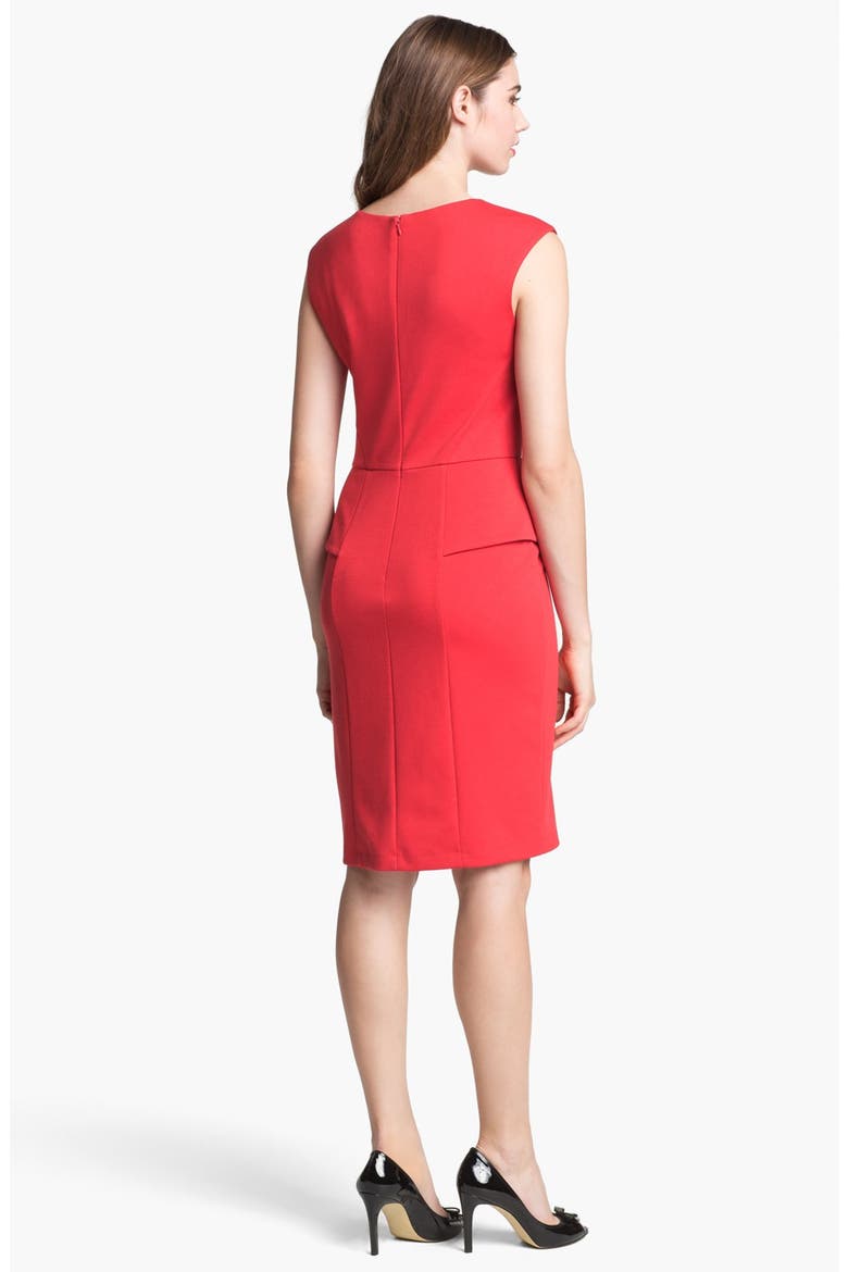 Cap Sleeve Peplum Sheath Dress, Alternate, color, RED