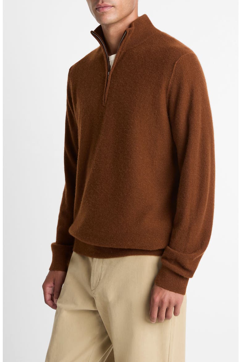Boiled Cashmere Quarter Zip Sweater, Alternate, color, COPPERHEAD