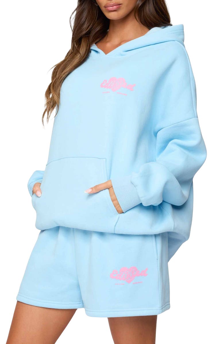 EDIKTED Logo Hoodie, Alternate, color, Light-Blue