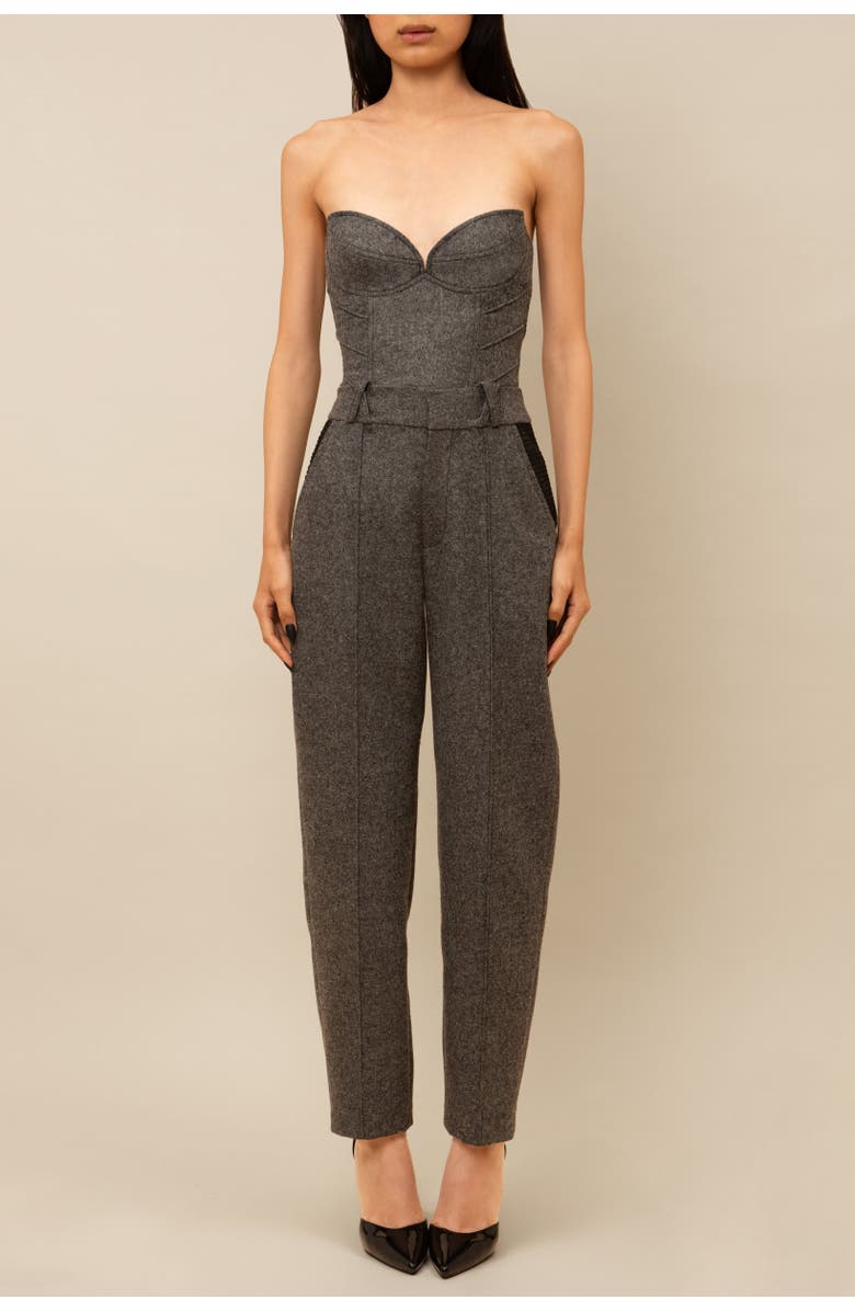 Contessa Mills Aconitum Tailored Wool Mesh-Detail Trouser, Alternate, color, Grey