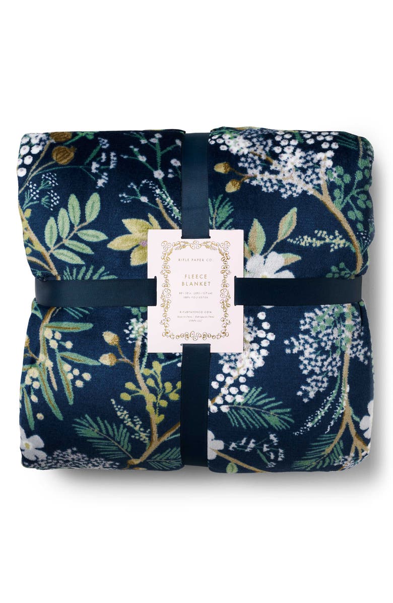 Rifle Paper Co. Juniper Forest Fleece Throw Blanket, Alternate, color, Juniper