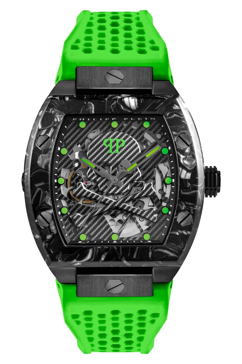 The $keleton $port Master Silicone Strap Watch, 44mm, Main, color, IP BLACK/ GREEN