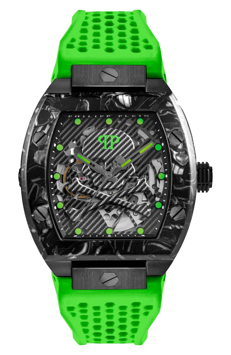 PHILIPP PLEIN The $keleton $port Master Silicone Strap Watch, 44mm, Main, color, 