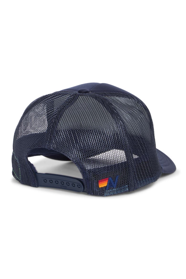Rainbow Logo Trucker Hat, Alternate, color, NAVY