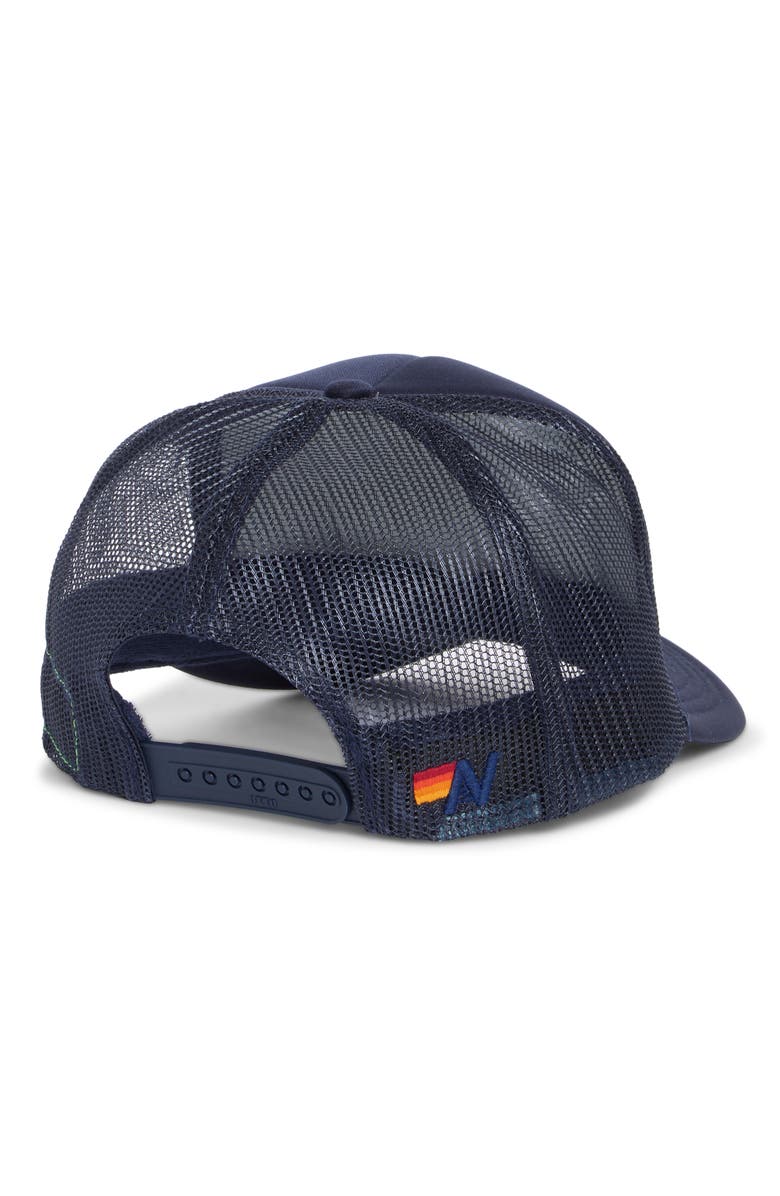 Aviator Nation Rainbow Logo Trucker Hat, Alternate, color, Navy