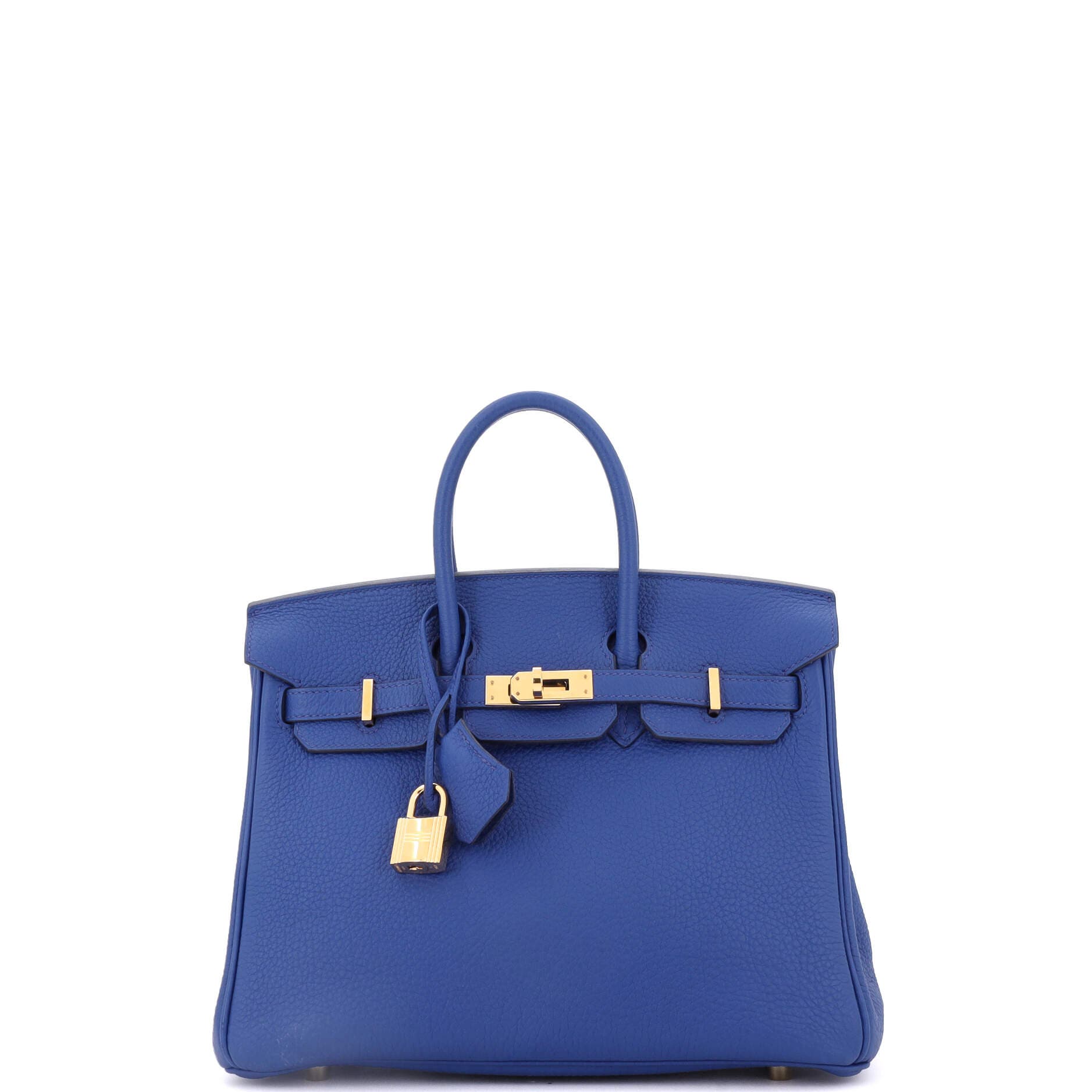 Pre-Owned Hermes Birkin Handbag Blue Togo with Gold Hardware 25, Main, color, 