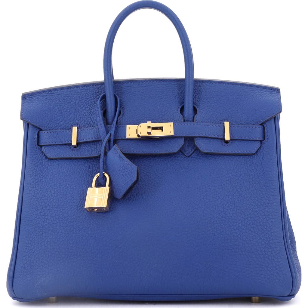 Pre-owned Hermes  Hermes Birkin Handbag Blue Togo With Gold Hardware 25 In Blue
