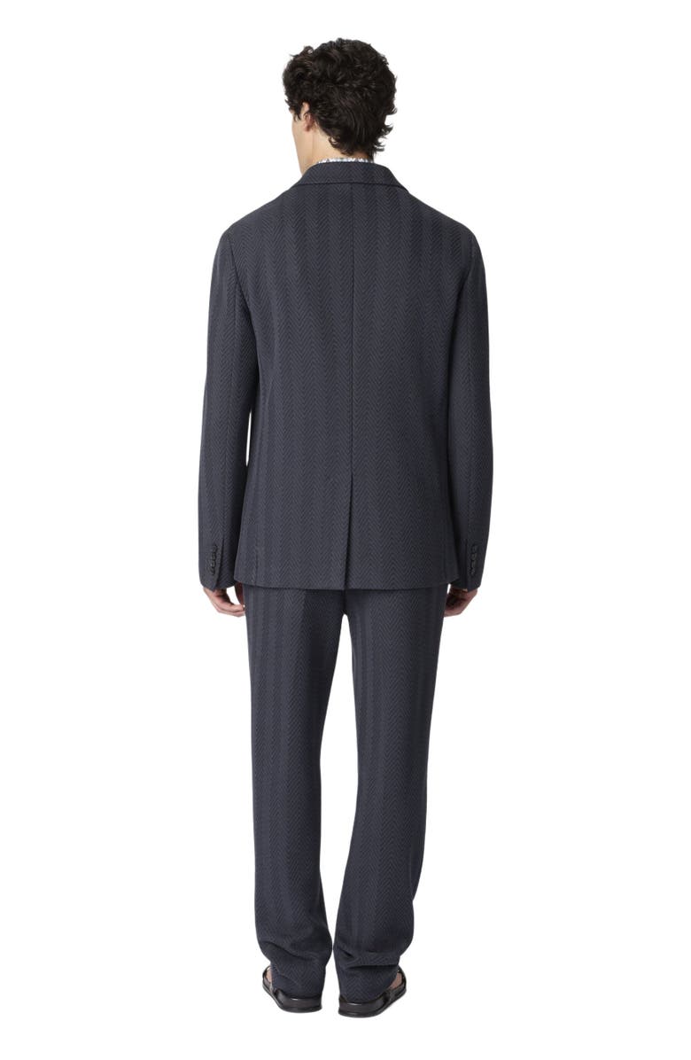 Missoni Single-breasted Blazer In Cotton And Viscose With Tone-on-tone Zigzag Pattern, Alternate, color, Blue