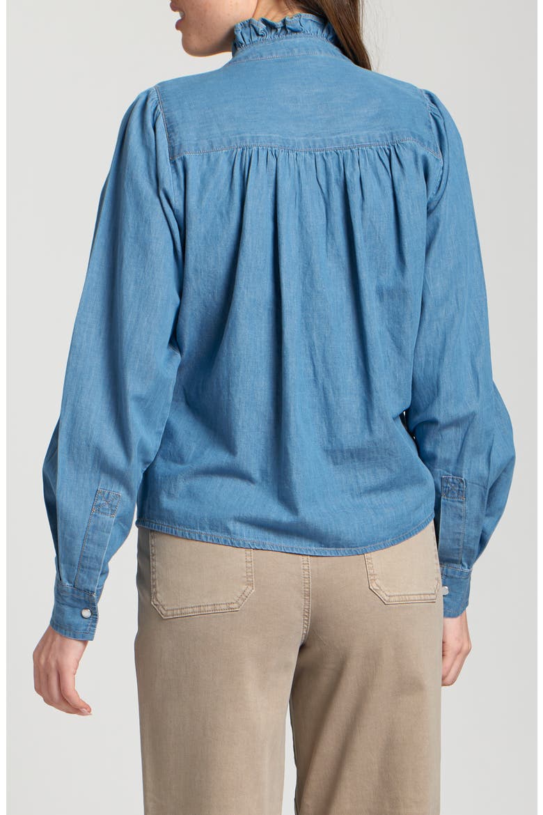 Ruffle Half Placket Shirt, Alternate, color, LIGHT INDIGO