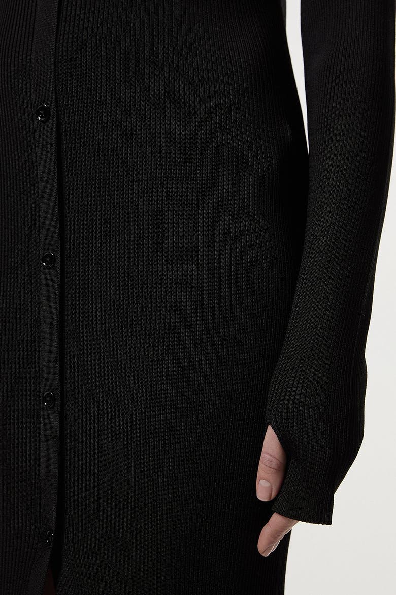 Button Through Ribbed Maxi Dress, Alternate, color, Black